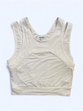 Helmut Lang double strap tank cutout crop  Top minimalist designer streetwear S